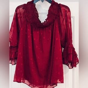 Entro Vibrant Burgundy Long Sleeve Top